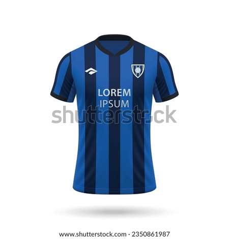 3d realistic soccer jersey in Atalanta style, shirt template for football kit 2023