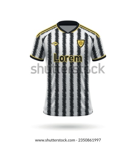 3d realistic soccer jersey in Juventus style, shirt template for football kit 2023