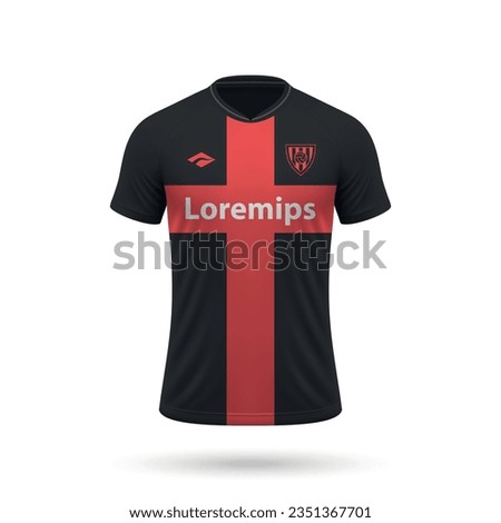 3d realistic soccer jersey in Bayer Leverkusen style, shirt template for football kit 2023