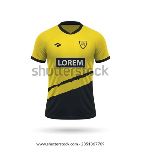 3d realistic soccer jersey in Borussia Dortmund style, shirt template for football kit 2023