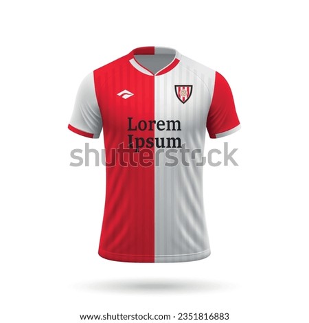 3d realistic soccer jersey in Feyenoord style, shirt template for football kit 2023
