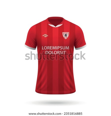 3d realistic soccer jersey in PSV Eindhoven style, shirt template for football kit 2023