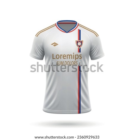 3d realistic soccer jersey in Lyon style, shirt template for football kit 2023