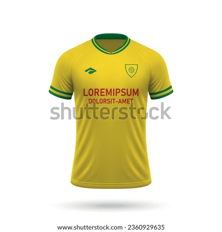 3d realistic soccer jersey in Nantes style, shirt template for football kit 2023