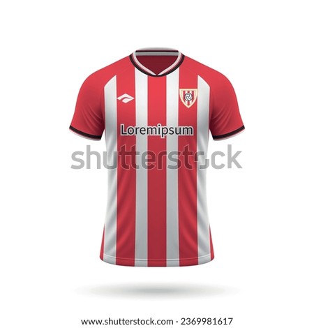 3d realistic soccer jersey in Athletic Bilbao style, shirt template for football kit 2023