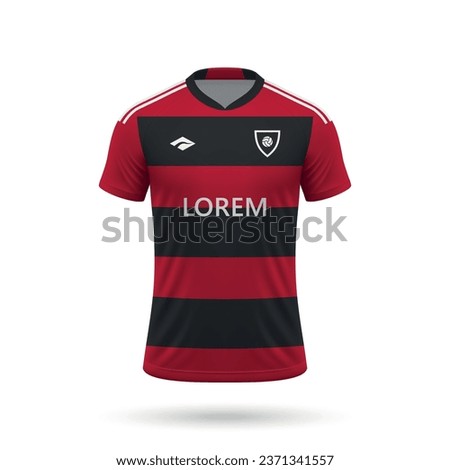 3d realistic soccer jersey in Flamengo style, shirt template for football kit 2023