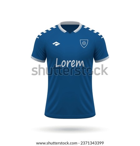 3d realistic soccer jersey in Everton style, shirt template for football kit 2023