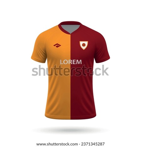 3d realistic soccer jersey in Galatasaray style, shirt template for football kit 2023