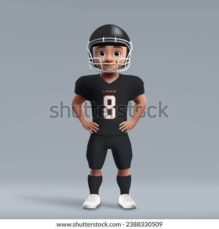3d cartoon cute young american football player in Atlanta Falcons uniform. Football team jersey