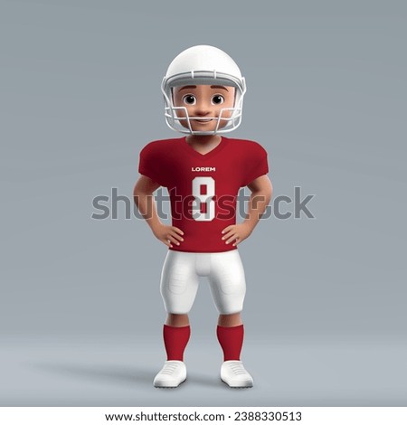 3d cartoon cute young american football player in Arizona Cardinals uniform. Football team jersey