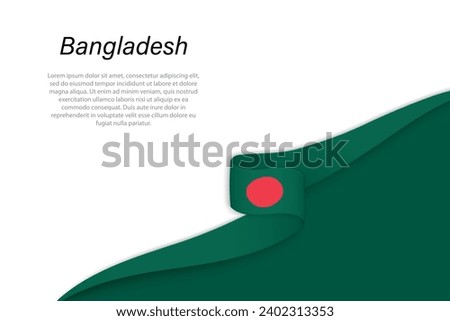 Wave flag of Bangladesh with copyspace background. Banner or ribbon vector template