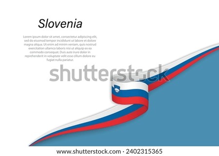 Wave flag of Slovenia with copyspace background. Banner or ribbon vector template