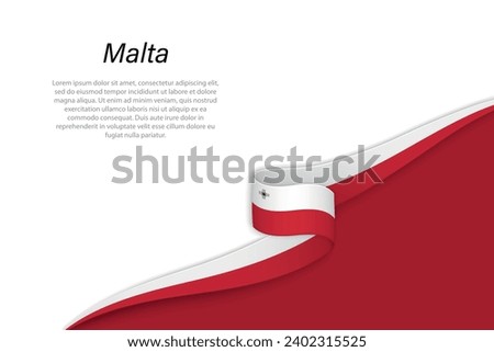 Wave flag of Malta with copyspace background. Banner or ribbon vector template