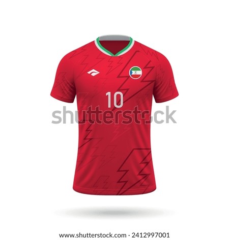 3d realistic soccer jersey Equatorial Guinea national team, shirt template for football kit 2024