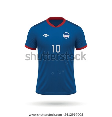 3d realistic soccer jersey Cape Verde national team, shirt template for football kit 2024