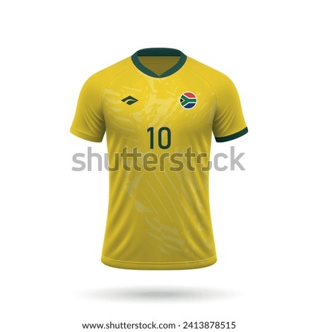 3d realistic soccer jersey South Africa national team, shirt template for football kit 2024