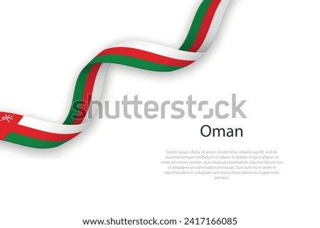 Waving ribbon with flag of Oman. Template for independence day poster design