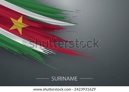 3d grunge brush stroke flag of Suriname, Template poster design