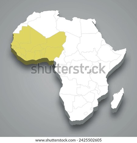 Western Africa location within Africa 3d isometric map
