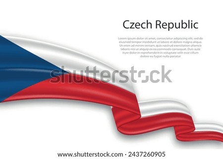 Elegant, wavy abstract representation flag of Czech Republic, flowing on a white background with placeholder text