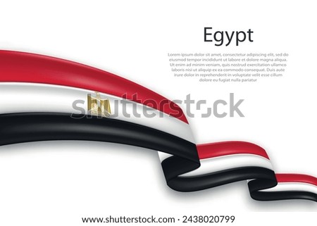 Elegant, wavy abstract representation flag of Egypt, flowing on a white background with placeholder text