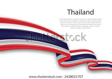 Elegant, wavy abstract representation flag of Thailand, flowing on a white background with placeholder text