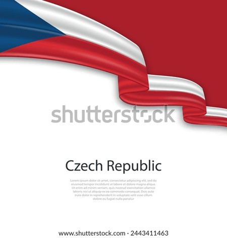 Waving ribbon with flag of Czech Republic. Template for independence day poster design