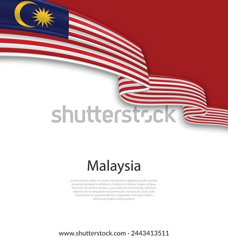 Waving ribbon with flag of Malaysia. Template for independence day poster design