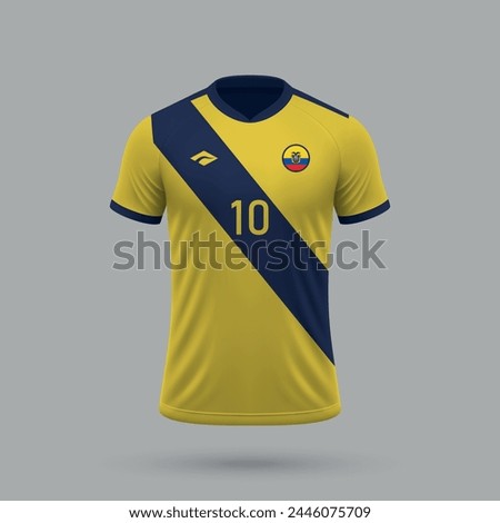 3d realistic soccer jersey Ecuador national team, shirt template for football kit 2024