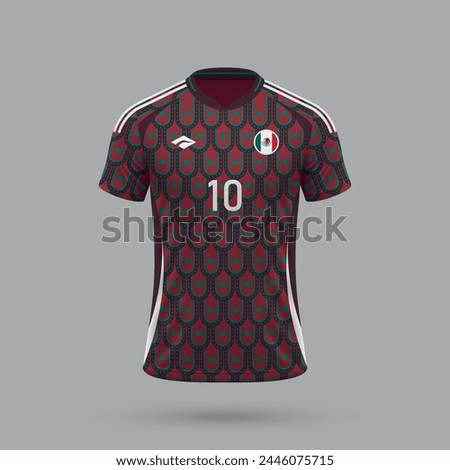 3d realistic soccer jersey Mexico national team, shirt template for football kit 2024