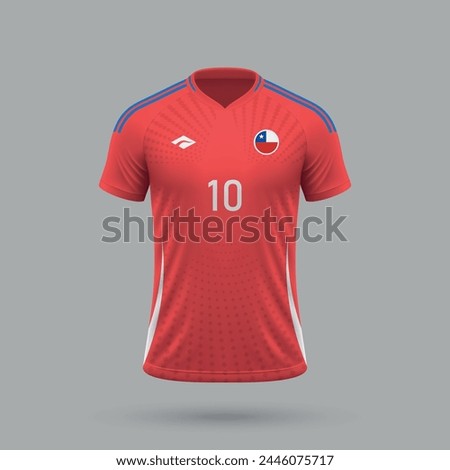 3d realistic soccer jersey Chile national team, shirt template for football kit 2024