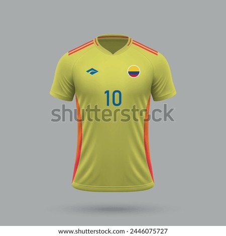 3d realistic soccer jersey Colombia national team, shirt template for football kit 2024