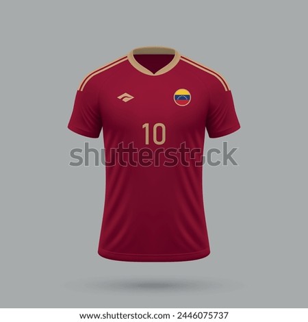 3d realistic soccer jersey Venezuela national team, shirt template for football kit 2024