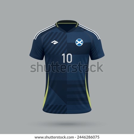 3d realistic soccer jersey Scotland national team, shirt template for football kit 2024