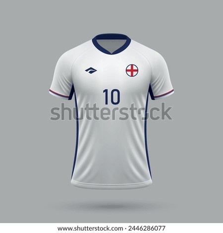 3d realistic soccer jersey England national team, shirt template for football kit 2024