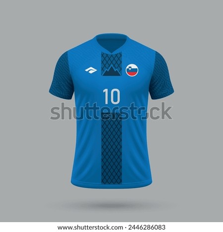 3d realistic soccer jersey Slovenia national team, shirt template for football kit 2024