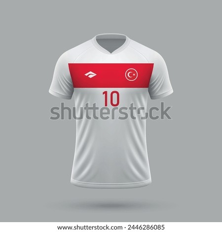 3d realistic soccer jersey Turkey national team, shirt template for football kit 2024