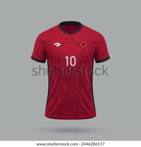 3d realistic soccer jersey Albania national team, shirt template for football kit 2024