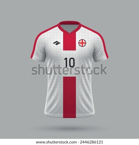 3d realistic soccer jersey Georgia national team, shirt template for football kit 2024