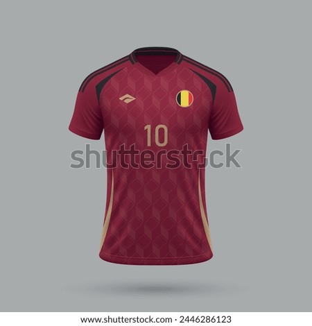 3d realistic soccer jersey Belgium national team, shirt template for football kit 2024