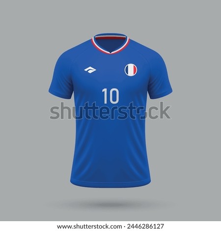 3d realistic soccer jersey France national team, shirt template for football kit 2024