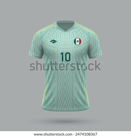 3d realistic soccer away jersey Mexico national team, shirt template for football kit 2024