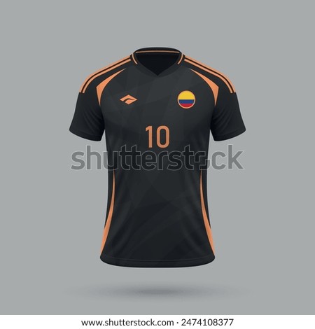 3d realistic soccer away jersey Colombia national team, shirt template for football kit 2024