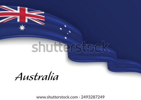 Waving ribbon with flag of Australia. Template for independence day poster design