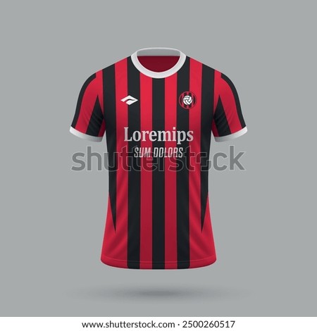 3d realistic soccer jersey in Milan style, football shirt template 2024