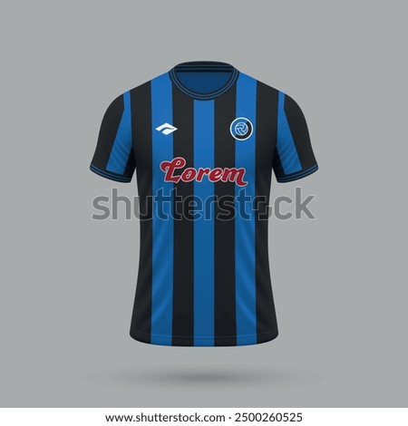 3d realistic soccer jersey in Atalanta style, football shirt template 2024