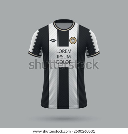 3d realistic soccer jersey in Udinese style, football shirt template 2024