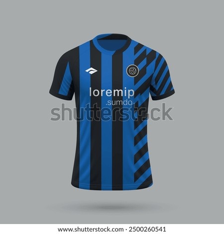 3d realistic soccer jersey in Inter style, football shirt template 2024