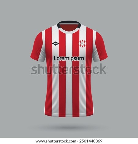 3d realistic soccer jersey in Athletic Bilbao style, football shirt template 2024