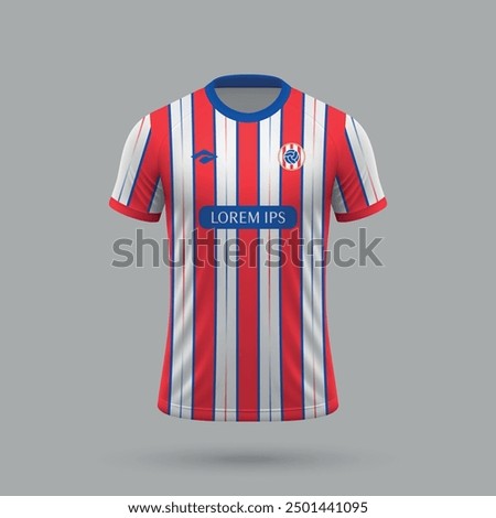 3d realistic soccer jersey in Atletico style, football shirt template 2024